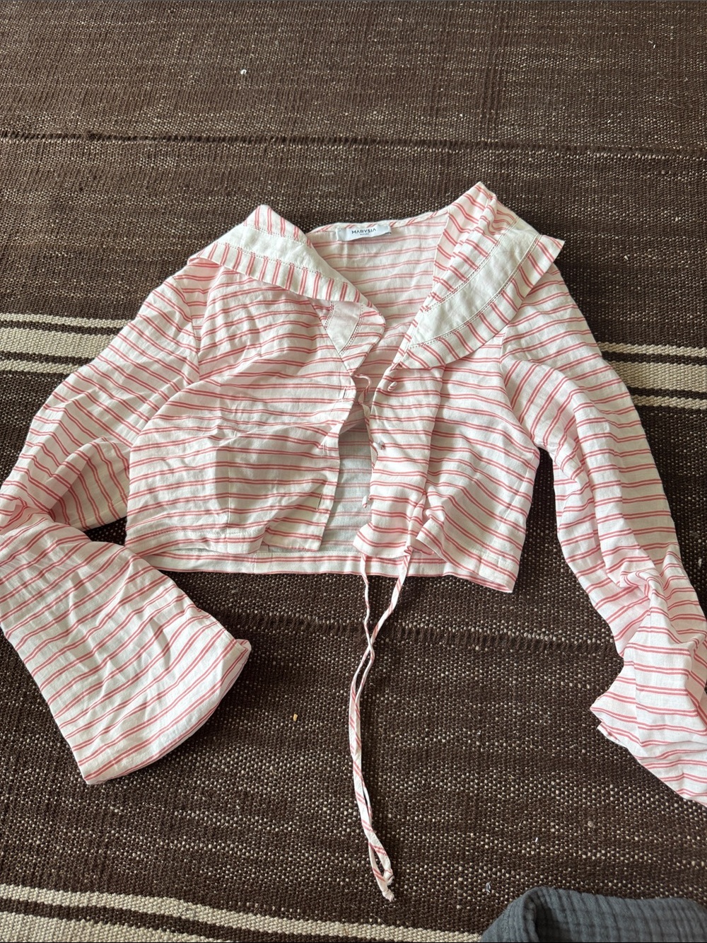 Marysia Swim Pink and White Striped Cropped Hooded Top